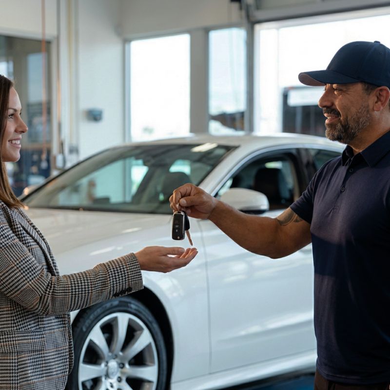Tony Carrillo handing keys to customer after auto body repair in San Deigo Tony-Carrillo-handing-keys-to-customer-after-auto-body-repair-in-San-Deigo